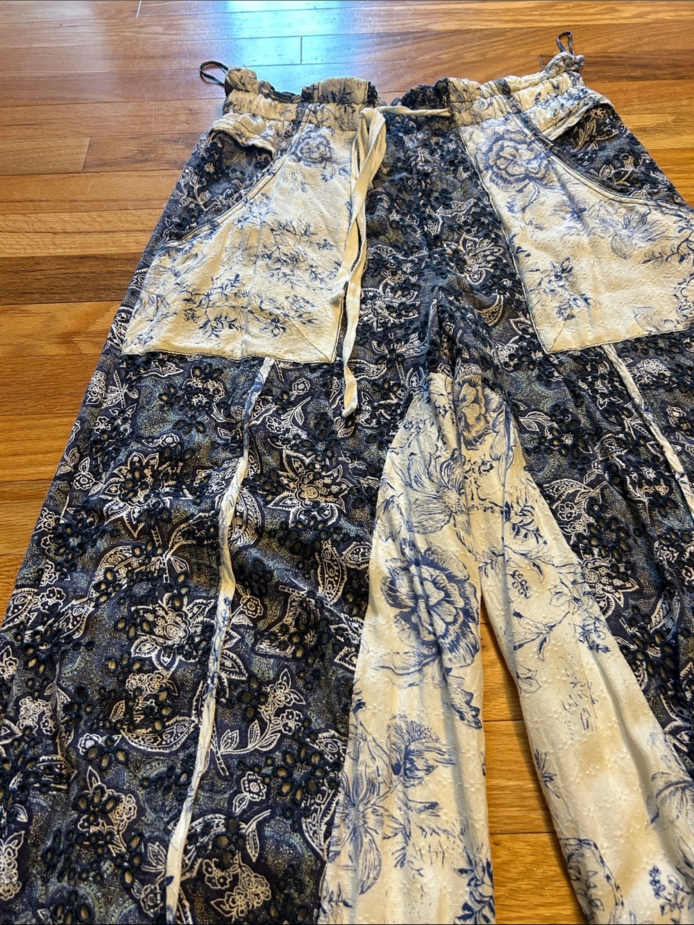 Free People Sweet It Is pants. XS. Patchwork style. Eyelet embroidery. - Picture 2 of 7